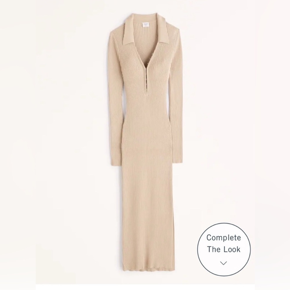Abercrombie & Fitch Beige Long Sleeve Dress